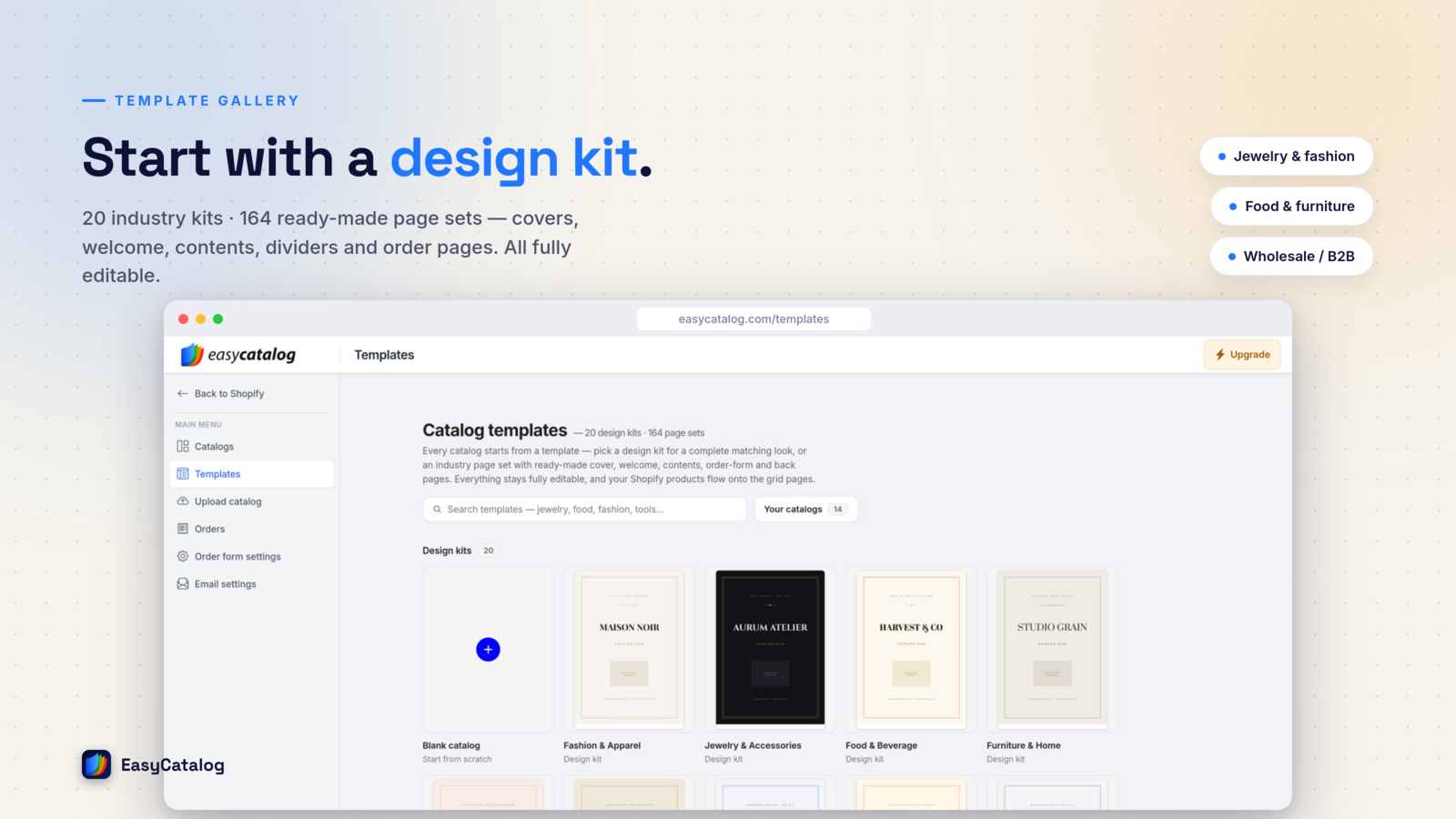 The design kit template gallery
